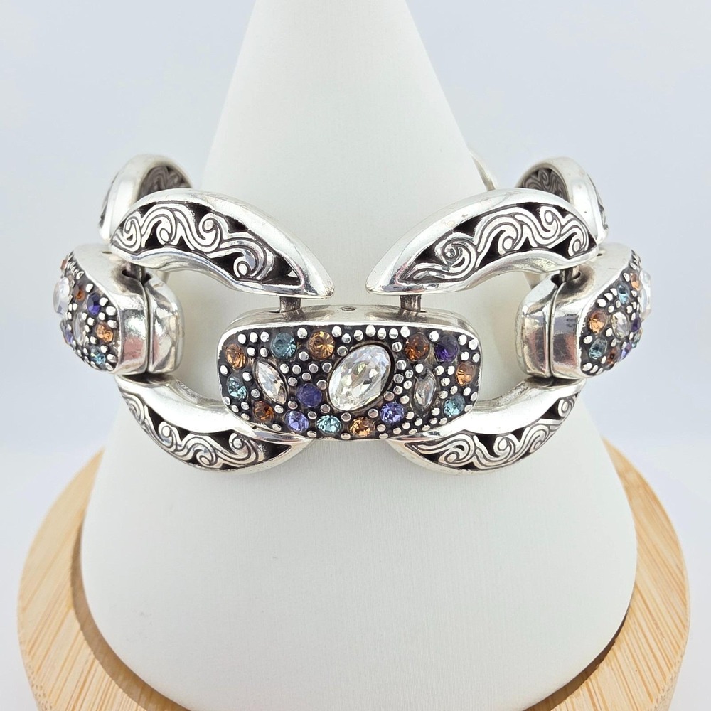 BRIGHTON 'Crystal Voyage' Bracelet Colorful SWAROVSKI Crystal Silver Plate 6.75"